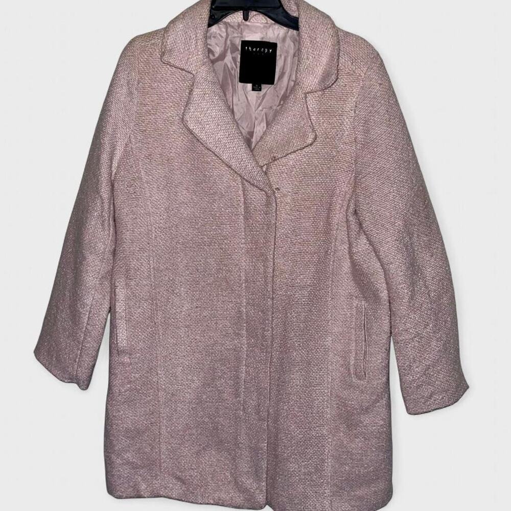 Therapy Pale Pink Wool Blend Button Down Peacoat - Size XL